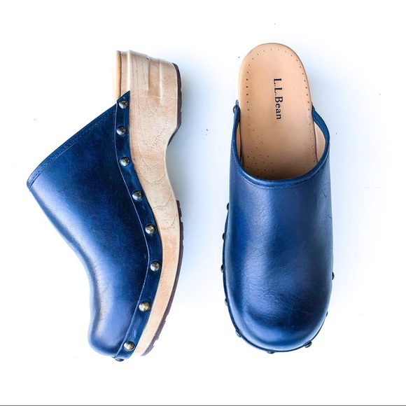 navy clogs mules
